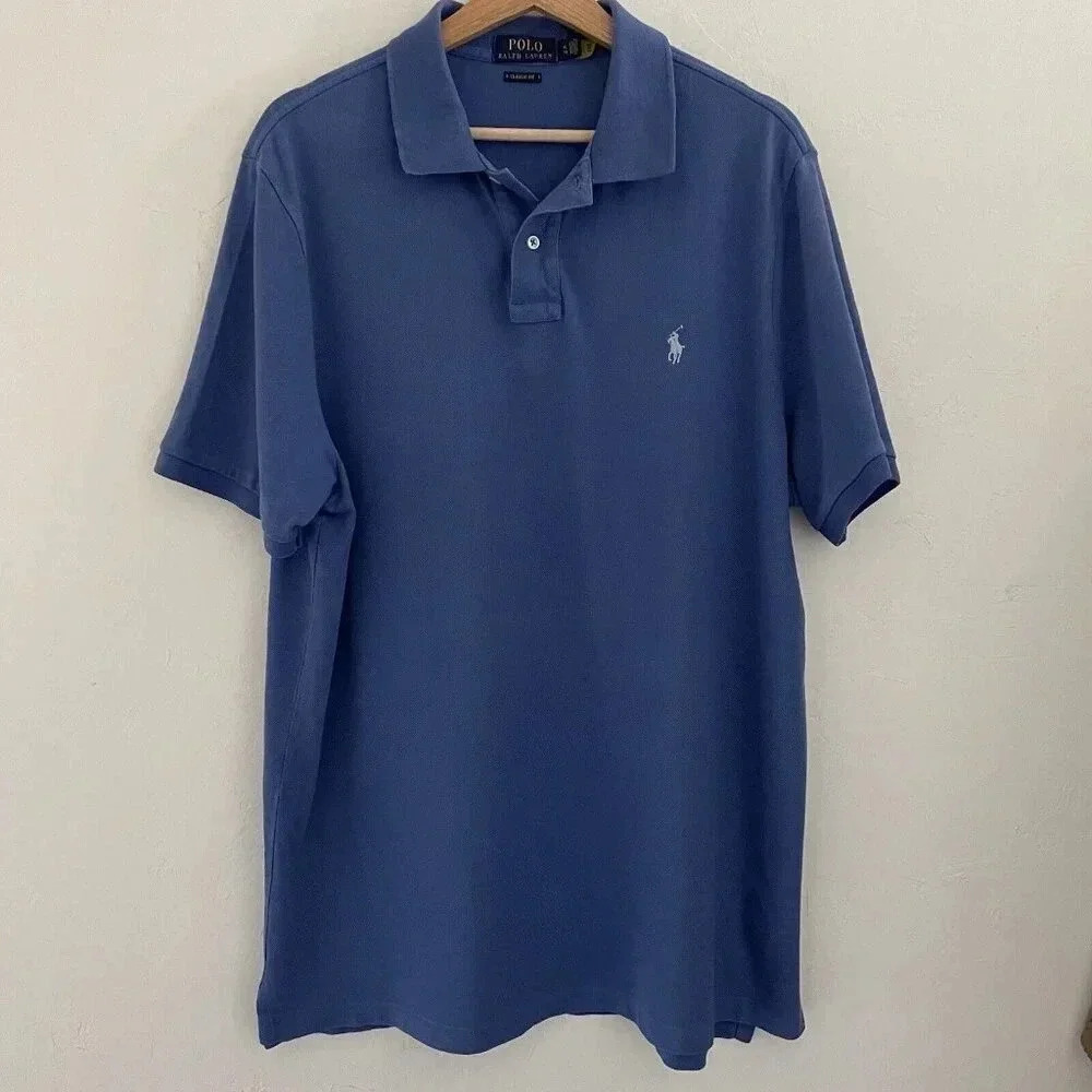 Polo Ralph Lauren Short Sleeve Polo Shirt Mens XL Classic Fit Periwinkle W/ Pony